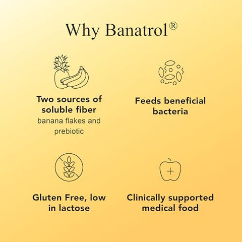 Banatrol Natural Anti-Diarréico com Prebióticos, Alívio para SII e Diarreia Recorrente, Alimento Clinicamente Comprovado, Não Causa Constipação, 28 Porções (Abacaxi) - Medtrition