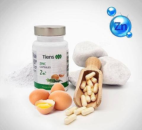 Cápsulas de Zinco 60 Unidades para Cabelos, Pele, Unhas, Visão e Fertilidade – Suplemento de Zinco - Tiens