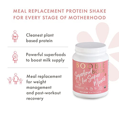 Boobie Brands - Boobie Body Shake Substituto de Refeição Superfood, Sabor Chocolate Bliss | 19g Proteína | Seguro para Gravidez e Lactação