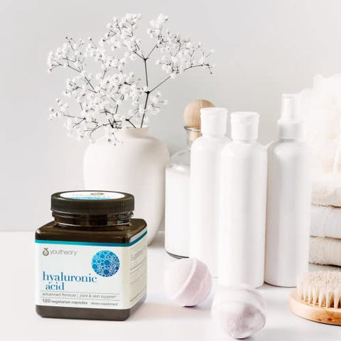 Fórmula Avançada de Ácido Hialurônico – Suplemento para Suporte Articular com Extrato de Boswellia – Suplemento para Saúde da Pele – Sem Laticínios, Soja – 60 Cápsulas - Youtheory