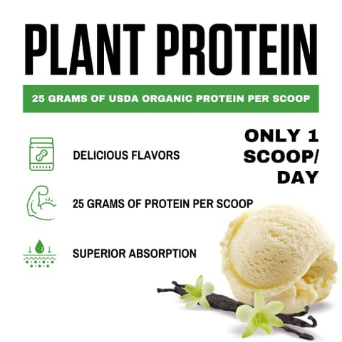 vedge - Vedge Proteína Vegetal Orgânica Certificada Sabor Baunilha (20 Porções) – Pó de Proteína Vegana à Base de Plantas, Orgânico USDA, Livre de Glúten, Nutrição de Proteína Vegetal Não Láctea