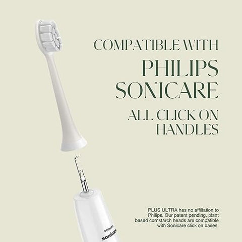 Plus Ultra - Cabeças de reposição para escova de dentes ecológica PLUS ULTRA, compatíveis com escova de dentes elétrica Phillips Sonicare, cerdas macias para dentes sensíveis – 3 cabeças de reposição por embalagem