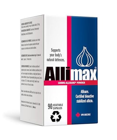 180mg 90 Cápsulas – Suplemento de Alho Allicin para Fortalecer a Imunidade do Corpo. Contém Allicin Bioativo Estabilizado e Potente, Extraído de Fontes Limpas - ALLIMAX