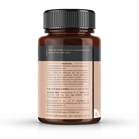 pureclinica - Hyaluronic Acid 300mg x 360 Tablets – 2 Frascos de 180 – Fornecimento de 12 Meses. Ácido Hialurônico Triplo Forte. 300%% Mais Forte do que Qualquer Outro Comprimido de AH