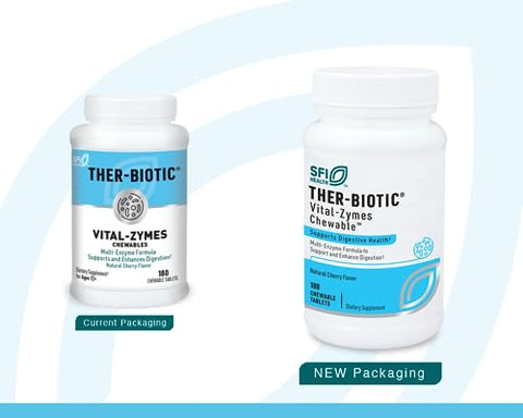 Enzimas Digestivas Completas Vital-Zymes para Auxiliar na Digestão e Quebra de Proteínas, Peptídeos, Carboidratos, Açúcares e Gorduras – 60 cápsulas - Klaire Labs