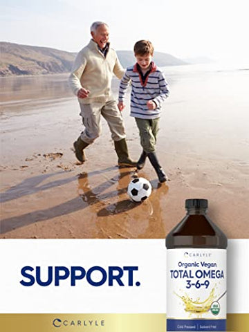 Omega 3 6 9 | 473 ml | Prensado a Frio | Orgânico Certificado, Suplemento Vegano | Vegetariano, Não-OGM, Livre de Glúten e Solventes - Carlyle