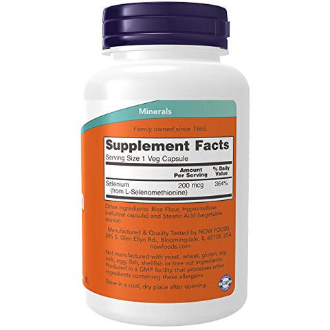 NOW Foods - Now Foods Selênio 200 mcg VCaps, 180 Unidades (Pacote com 2) – Selênio Antioxidante para Saúde e Bem-Estar | Comprimidos Vegetarianos | Embalagem Econômica