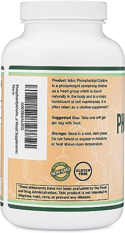 Double Wood Supplements - Fosfatidilcolina 1.200mg – 210 Softgels – Versão Aprimorada de Lecitina de Girassol e Soja (Suplemento de Colina) – Livre de Transgênicos e Glúten para Apoiar a Saúde Cerebral por Double Wood