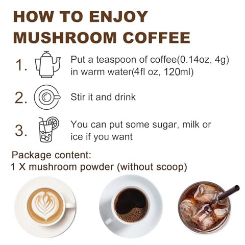 Mutsweet - Blend de Cogumelos para Café, Smoothies e Lattes – Pó de Cogumelo (57 Porções) com Lion’s Mane, Reishi, Cordyceps, Turkey Tail, Chaga – Energia, Foco, Imunidade