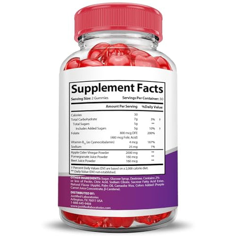 Justified Laboratories - (2 Pacotes) Gomas Keto Drops Keto ACV Extreme 2000MG Fórmula Avançada de Gomas Keto Drops Keto com Vinagre de Maçã, Romã e Beterraba em Pó B12 Vegano Não GMO 120 Gomas