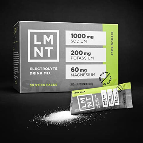 Drink LMNT - LMNT Zero Sugar Electrolytes – Citrus Salt | Mix para Bebida | 30 Sachês | Marca LMNT