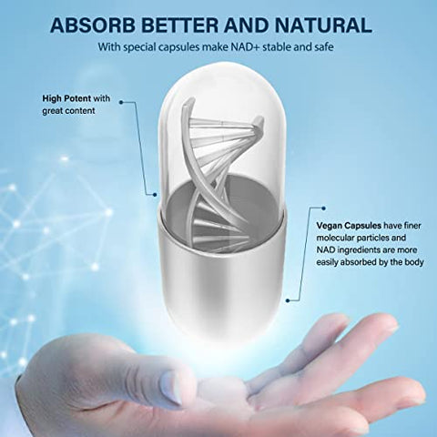 DQQI - Liposomal NAD 750 mg – 120 Cápsulas Ultra-Puras para Máxima Absorção – Alternativa ao Nicotinamida Ribosídeo – Promove Anti-Envelhecimento, Suporte Antioxidante, Metabolismo