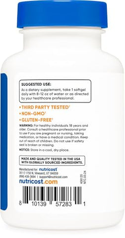Óleo de Hortelã-Pimenta Nutricost em Cápsulas (240 Cápsulas) (50 mg) – Livre de Glúten, Testado por Terceiros e Livre de Transgênicos