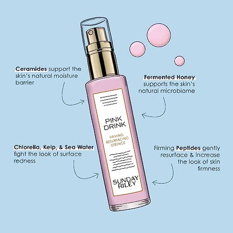 Sunday Riley Pink Drink Essência Facial em Spray Firmadora e Esfoliante – 100ml