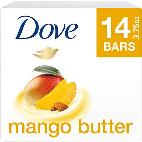 Sabonete Dove Beauty Bar Hidratante para Pele Seca com Manteiga de Manga, Mais Hidratante que Sabonete em Barra, 3,75 Onças (Pacote com 14)