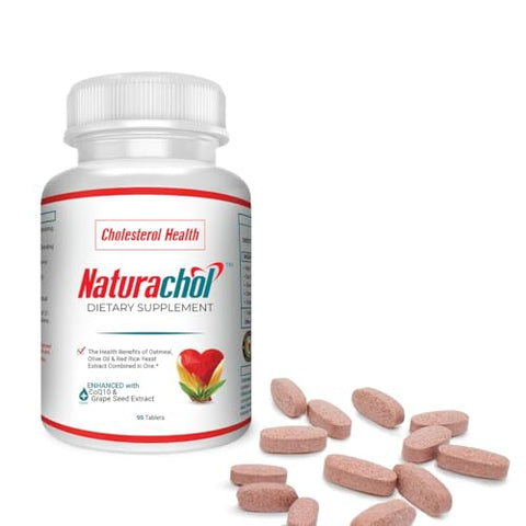Naturachol - Fórmula Avançada de Suporte ao Colesterol | 90 Comprimidos Veganos | Extrato de Arroz Vermelho, Azeite de Oliva, Aveia, CoQ10, Extrato de Semente de Uva | Marca: Advanced Cholesterol Support Formula