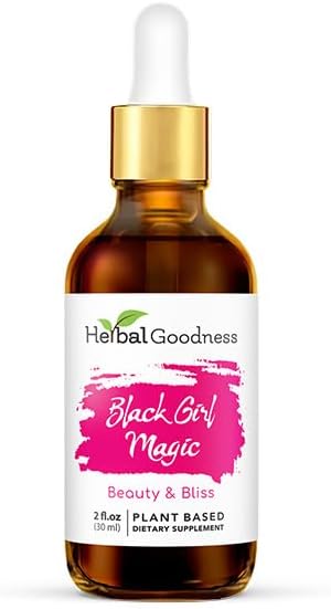 Black Girl Magic: Suplemento para Pele Radiante, Alimento Essencial para a Pele, Ashwagandha – 1 Frasco (60 ml) - Herbal Goodness