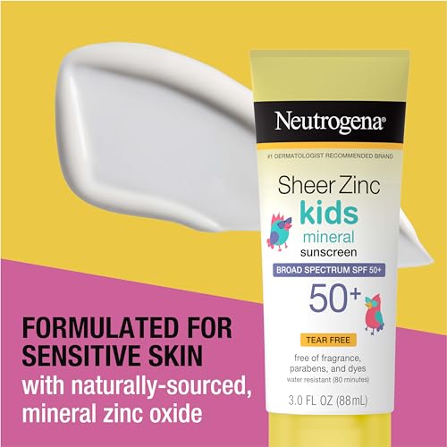 Protetor Solar Infantil Neutrogena Sheer Zinc Oxide FPS 50, Resistente à Água por 80 Minutos, Livre de Fragrâncias e Lágrimas, 90 ml