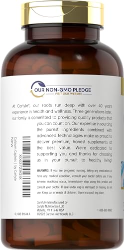 Calcium 1200mg com Vitamina D3 | 300 Cápsulas | Sem GMO, Sem Glúten e Vegetariano - Carlyle