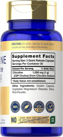 Citicoline CDP Choline 1000mg | 60 Cápsulas | Sem OGM, Livre de Glúten  Carlyle - Carlyle