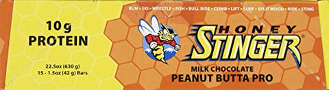 Barra de Proteína | Peanut Butta | Alimento Rico em Proteínas para Exercícios, Resistência e Desempenho | Lanche de Nutrição Esportiva para Casa | 100g - Honey Stinger