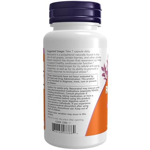 Resveratrol Extra Forte 350mg – Extrato Natural de Resveratrol Trans de 700mg da Erva-de-São-João-Japonês, 60 Cápsulas Vegetais - NOW Foods