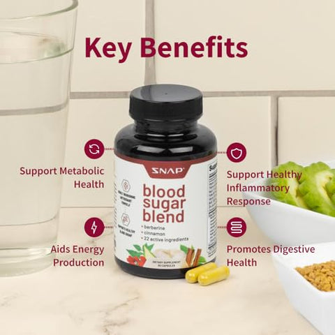 Blood Sugar Blend – Suporte para Açúcar no Sangue Saudável, 60 Cápsulas, Pacote de 2 - Snap Supplements