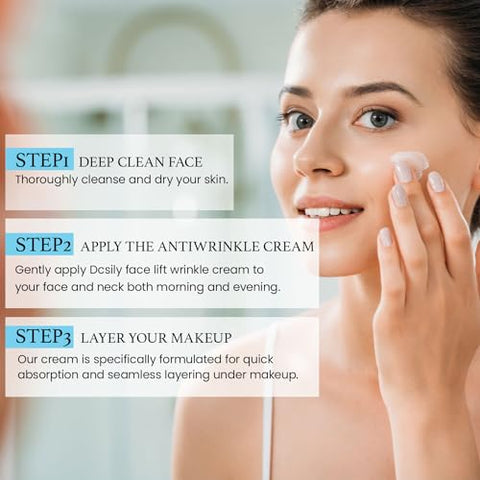 Dcsily - Creme Facial Rapid Face Lift: Anti Rugas, Peptídeo Reafirmante para Pele, Hidratante para Mulheres e Homens – Anti Envelhecimento, Tratamento para Bolsas nos Olhos de Colágeno, 10 Anos Mais Jovem em um