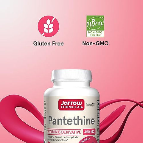 Pantethine 450 mg – Derivado de Vitamina B5 – 60 Porções (Softgels) – Suporte à Saúde Cardíaca, Carboidratos - Jarrow Formulas