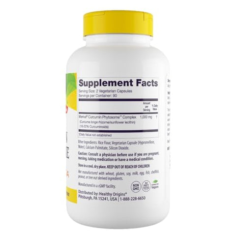 Curcumin Phytosome Meriva SF 500 mg, 180 Cápsulas Vegetais - Healthy Origins