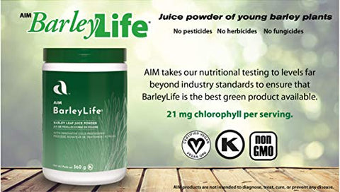 AIM International - BarleyLife – Pó de Grama de Cevada Tamanho Família (360g) – Marca BarleyLife