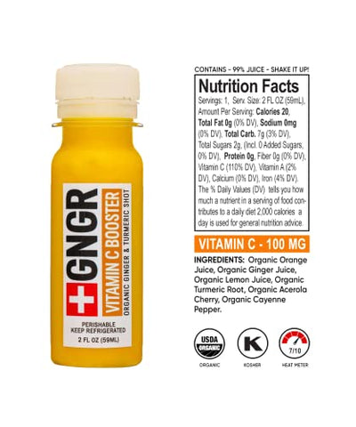 GNGR - Pack com 24 Shots Variados de Gengibre Orgânico para Impulsionar a Imunidade – Shots de Gengibre Prensado a Frio para Suporte Digestivo e Imunológico Natural – Nada Artificial – Orgânico USDA (2g)