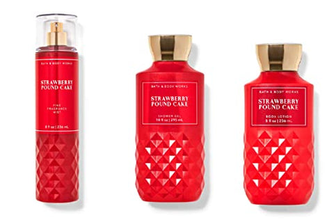 Bath & Body Works - Bath and Body Works – Trio Diário Morango Pound Cake – Outono 2020 – Gel de Banho, Perfume
