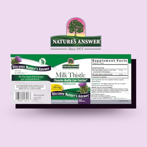 Nature's Answer - Nature’s Answer Silybum Marianum Maximum Strength 120 Cápsulas – Ingredientes Naturais Essenciais para o Fígado Saudável – Alívio da Indigestão e Indisposição