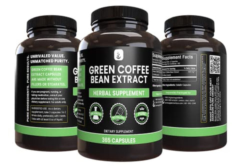 PURE ORIGINAL INGREDIENTS - Extrato de Café Verde Puro de Ingredientes Originais (365 Cápsulas) Sem Preenchedores de Magnésio ou Arroz, Sempre Puro, Verificado em Laboratório – Green Coffee Bean Extract