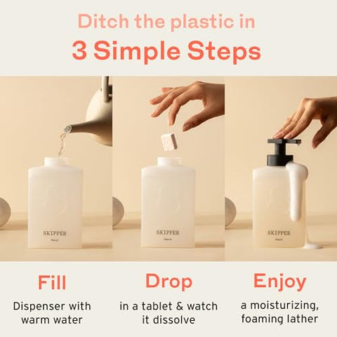 Recargas de Tabletes de Sabonete Líquido Espumante Tirtyl Skipper – Embalagem Compostável – Pack com 24 – 192 ml total (24x 8 ml) – Fragrâncias Variadas – Rebranding