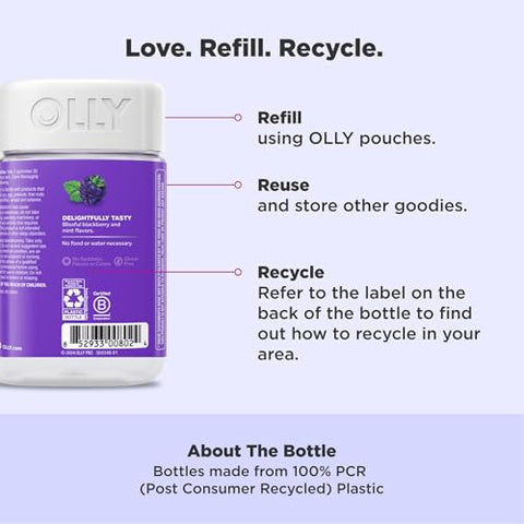 Gummy Sleep Aid – Suporte ocasional ao sono, 3 mg Melatonina, L-Teanina, Camomila, Melissa, 70 unidades - OLLY