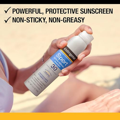 Protetor Solar Neutrogena Sport Active Defense FPS 30 Spray, Resistente ao Suor – 120ml