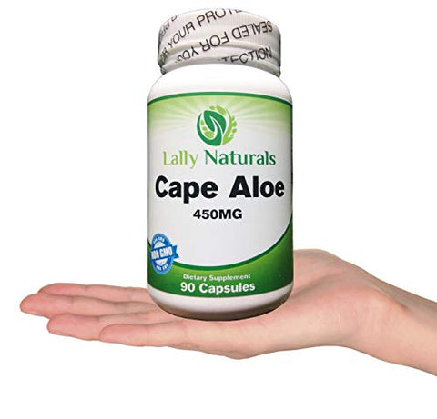 Lally Naturals - Cape Aloe 450 mg – Detox – Cápsulas de Cape Ferox – Laxante Natural – Não-OGM – Cápsulas de Aloe Ferox do Cabo Africano – Alívio Natural – Cápsulas de Folha Inteira de Aloe Ferox (90 Cápsulas)