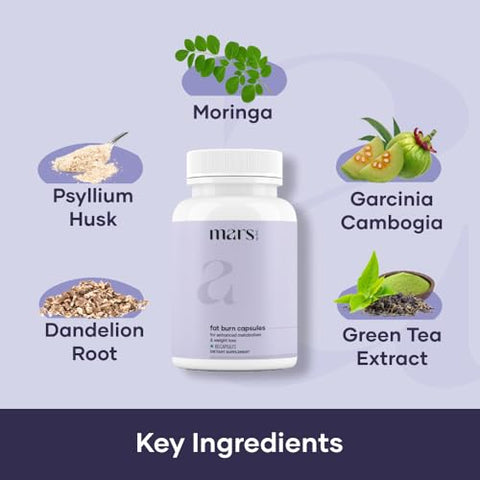 mars by GHC - Mars by GHC: Cápsulas Queimadoras de Gordura com Psyllium Husk e Moringa – Perda de Peso, Fórmula Potente (60 cápsulas)