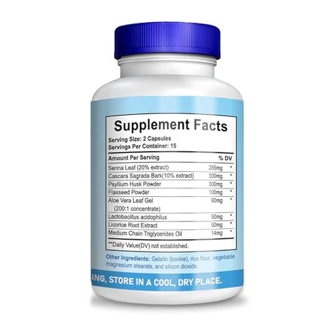 SAKQIY - 15 Dias Cleanse – Suporte para Intestino e Cólon, Cápsulas Dissolventes para Limpeza Intestinal, Cleanse Natural Slim, Cleansem Cólon