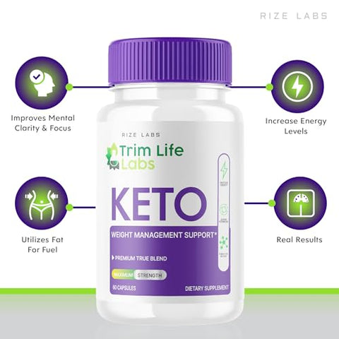 rize labs - Trim Life Labs Keto Capsules – Emagreça com Fórmula Máxima de Suporte de Pílulas de Perda de Peso Keto ACV (120 Cápsulas)