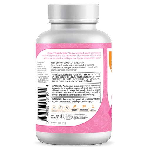 Mighty Mini Vitamina Pré-Natal com DHA – Fortaleça sua saúde durante a gravidez - Zahler