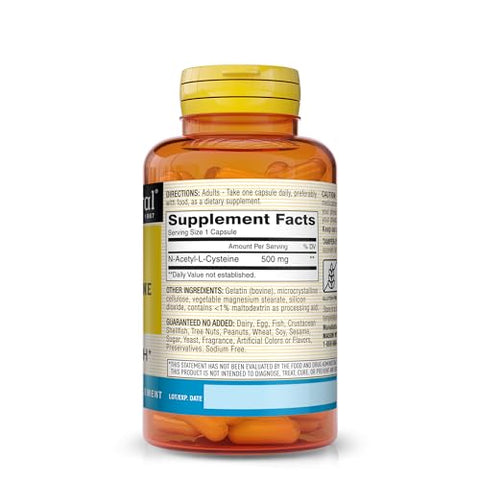 NAC N-Acetyl L-Cysteine 500 mg – Saúde Celular, Reforço do Sistema Imunológico, Bem-Estar Geral, 60 Cápsulas (Pacote com 3) - MASON NATURAL