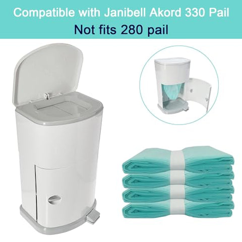 RUNDE - 4 Refis de Forro Descartável para Descarte de Fraldas Compatíveis com o Sistema de Descarte de Fraldas para Adultos Janibell Akord 330 Slim (NÃO Compatíveis com Baldes 280)