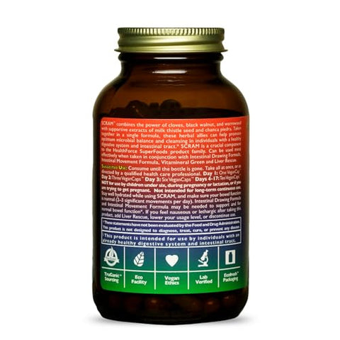 HEALTHFORCE SUPERFOODS - HealthForce SuperFoods Scram – Suplemento Herbal com Cardo Mariano e Artemísia | 60 cápsulas | Detox e Limpeza do Organismo