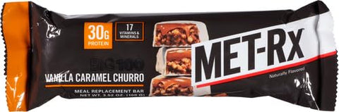 MET-Rx - Met-Rx Big 100 Barra de Proteína, Sabor Baunilha Caramelo Churro, 9 Unidades