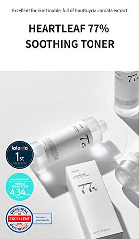 ANUA - Anua Heartleaf 77 Tônico Calmante pH 5.5 Cuidado para Pele com Problemas, Calmante, Refrescante, Purificante (500ml / 16.9 fl.oz.)