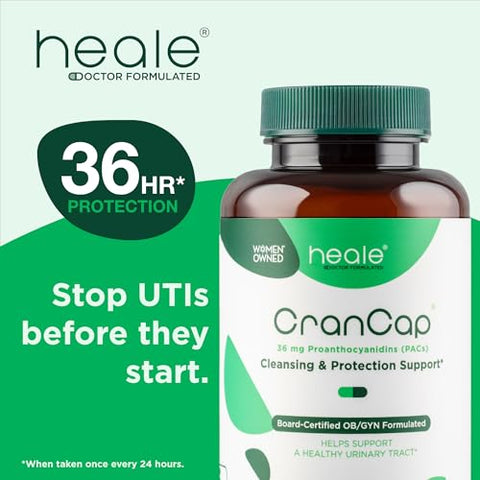CranCap - Heale – Cranberry Pills 90 Cápsulas – Saúde do Trato Urinário – 36mg de PACs Potentes – Não Transgênico, Vegano, Sem Glúten