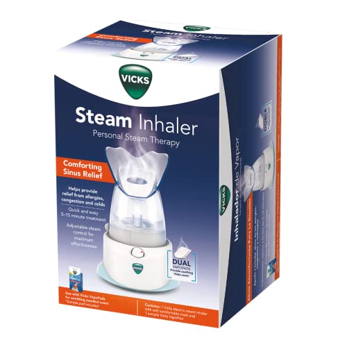 V1200 Inalador Pessoal a Vapor com Máscara Facial Suave para Alívio Direcionado do Vapor, Auxilia Problemas de Sinusite, Congestão, Tosse, Use com Vicks VapoPads de Mentol Calmante - Vicks